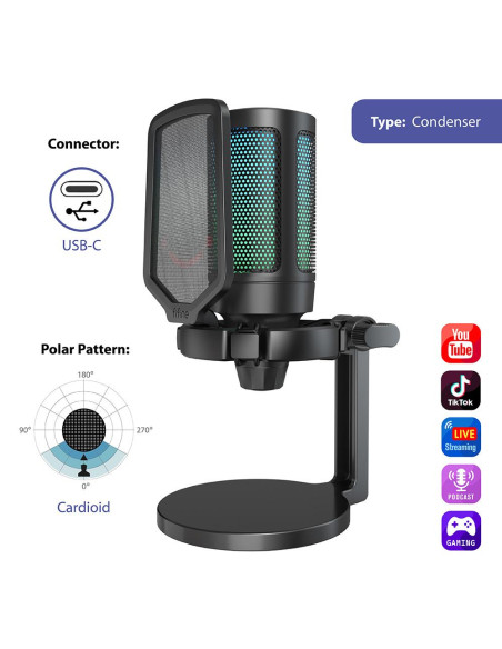 Настолен микрофон FIFINE A6NEO RGB - Black