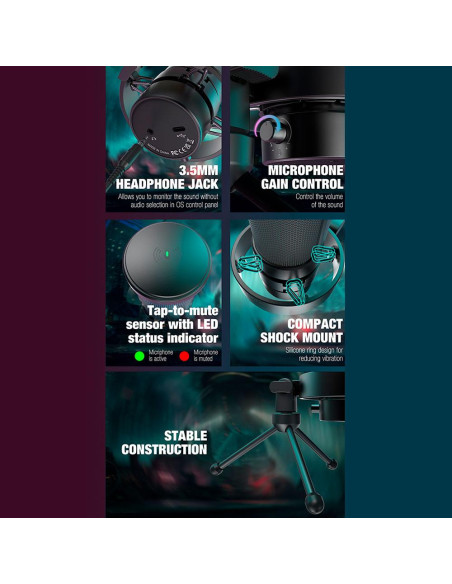 Настолен микрофон FIFINE A8V RGB - Black