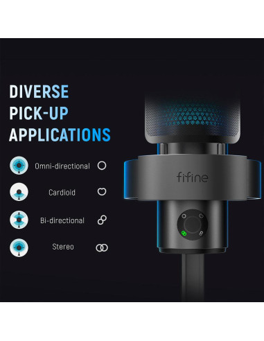 Настолен микрофон FIFINE A9 RGB 4 Polar Patterns- Black