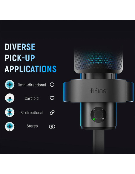 Настолен микрофон FIFINE A9 RGB 4 Polar Patterns- Black
