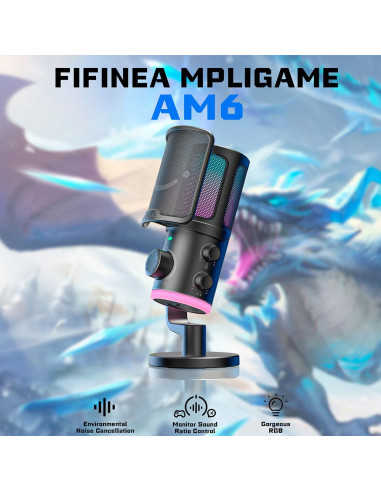 Настолен микрофон FIFINE AM6 RGB - Black