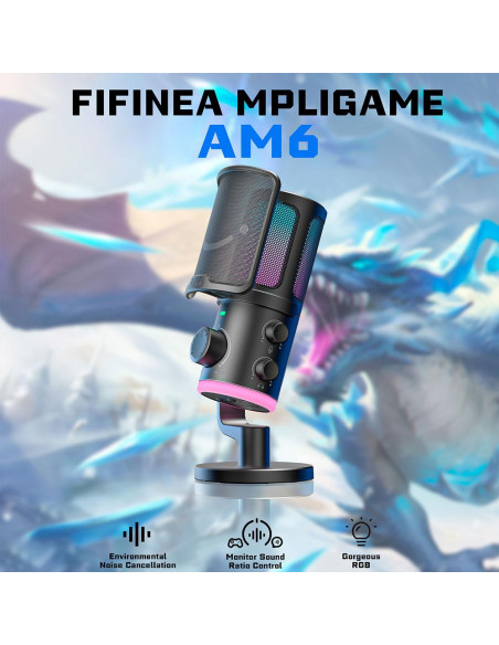Настолен микрофон FIFINE AM6 RGB - Black