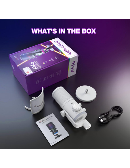 Настолен микрофон FIFINE AM6 RGB - White
