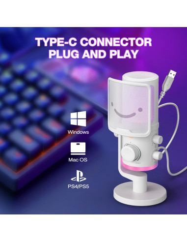 Настолен микрофон FIFINE AM6 RGB - White