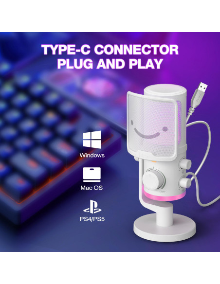 Настолен микрофон FIFINE AM6 RGB - White