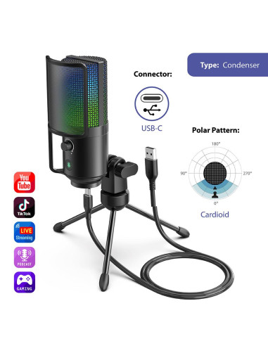 Настолен микрофон FIFINE K669 PRO2 RGB - Black