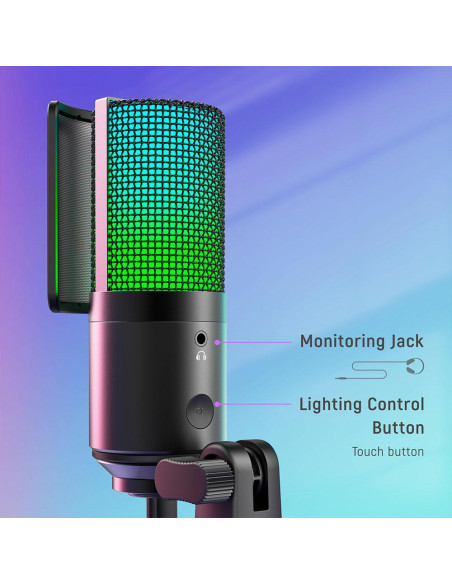 Настолен микрофон FIFINE K669 PRO2 RGB - Black