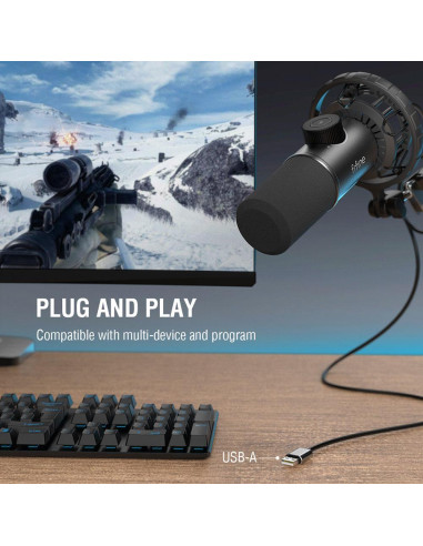 Настолен микрофон FIFINE K658 Dynamic RGB - Black