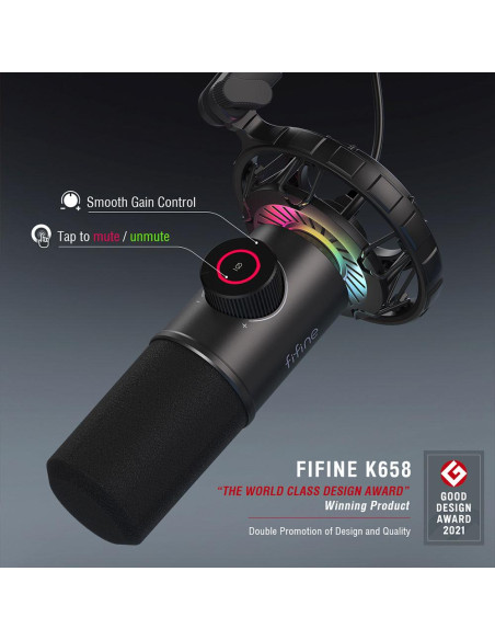 Настолен микрофон FIFINE K658 Dynamic RGB - Black