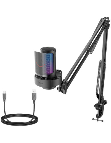 Микрофон със стойка FIFINE A8T RGB - Black