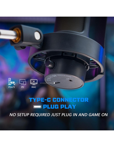 Микрофон със стойка FIFINE A8T RGB - Black