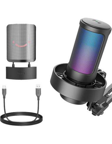 Микрофон със стойка FIFINE A8T RGB - Black