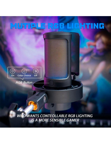 Микрофон със стойка FIFINE A8T RGB - Black