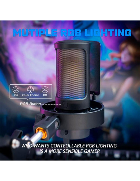 Микрофон със стойка FIFINE A8T RGB - Black