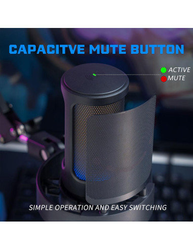 Микрофон със стойка FIFINE A8T RGB - Black