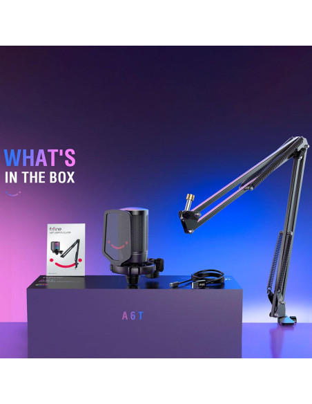 Микрофон със стойка FIFINE A6T RGB - Black