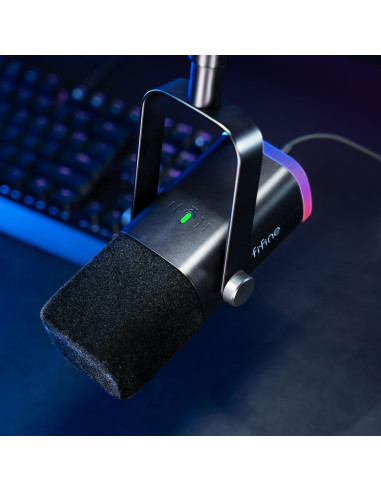 Микрофон със стойка FIFINE AM8T Dynamic RGB - Black
