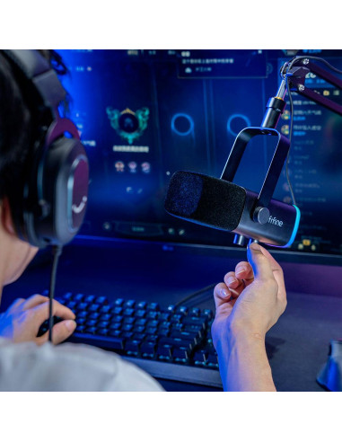 Микрофон със стойка FIFINE AM8T Dynamic RGB - Black