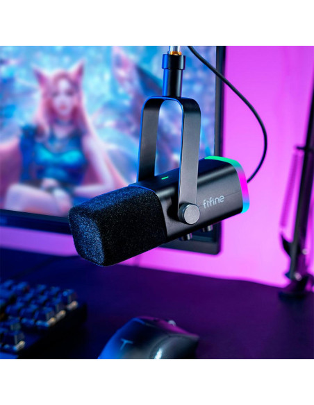 Микрофон със стойка FIFINE AM8T Dynamic RGB - Black