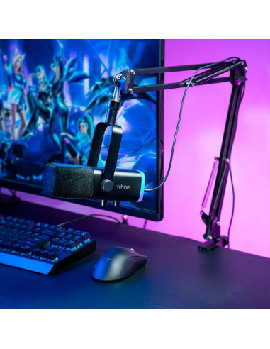 Микрофон със стойка FIFINE AM8T Dynamic RGB - Black