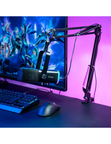 Микрофон със стойка FIFINE AM8T Dynamic RGB - Black