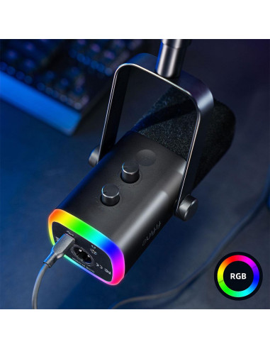 Микрофон със стойка FIFINE AM8T Dynamic RGB - Black