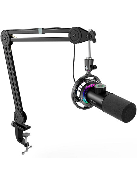 Микрофон със стойка FIFINE T658 Dynamic RGB - Black