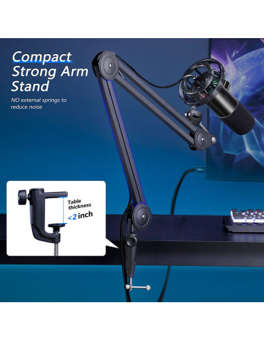 Микрофон със стойка FIFINE T658 Dynamic RGB - Black