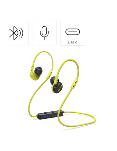 HAMA Блутут слушалки, спортни, -quot,Freedom Athletics III-quot,, с микрофон, жълто и черно