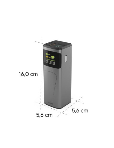 HAMA Външна батерия -bdquo,High Power-ldquo,, 200 W, 24000 mAh, 2x USB-C, USB-A, бързо зареждане
