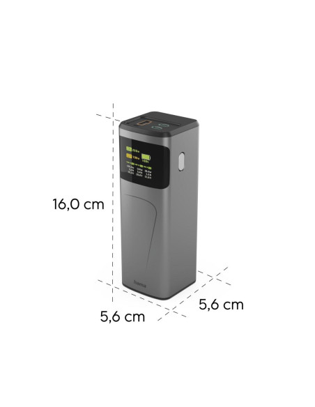 HAMA Външна батерия -bdquo,High Power-ldquo,, 200 W, 24000 mAh, 2x USB-C, USB-A, бързо зареждане