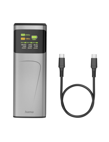 HAMA Външна батерия -bdquo,High Power-ldquo,, 200 W, 24000 mAh, 2x USB-C, USB-A, бързо зареждане