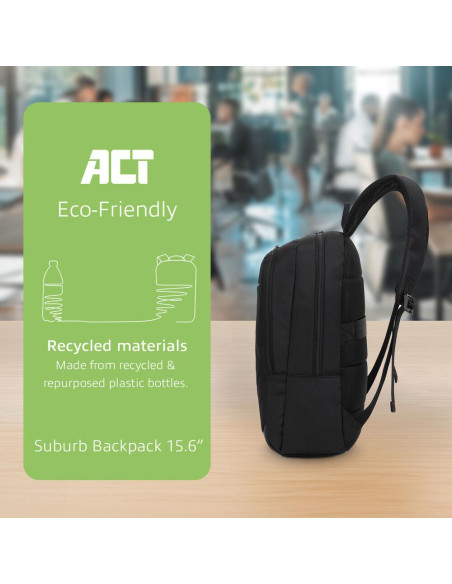 ACT Suburb раница за 15.6-quot, лаптоп от рециклирани пластмасови бутилки