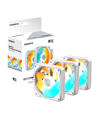 Комплект вентилатори 3-Pack GIGABYTE AORUS EZ CHAIN RVS FAN 120 ICE, 120x120x25mm ARGB