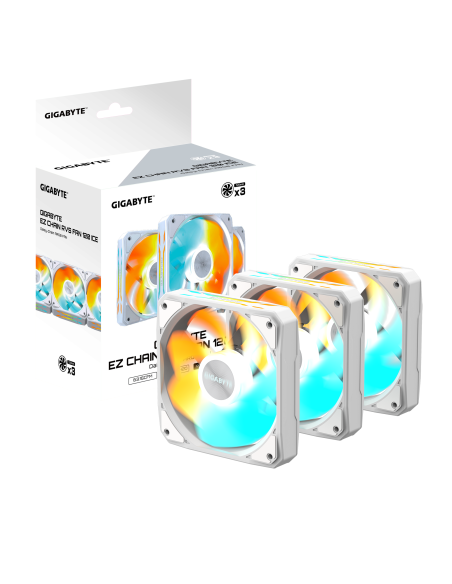 Комплект вентилатори 3-Pack GIGABYTE AORUS EZ CHAIN RVS FAN 120 ICE, 120x120x25mm ARGB