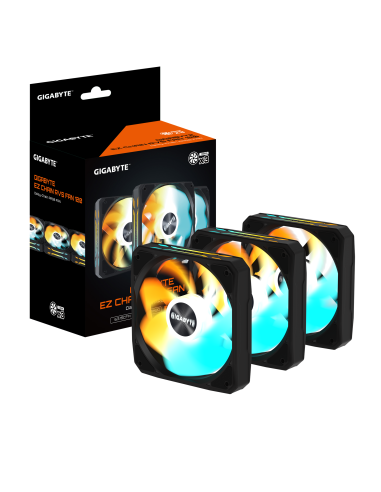 Комплект вентилатори 3-Pack GIGABYTE AORUS EZ CHAIN RVS FAN 120 - 120x120x25mm ARGB