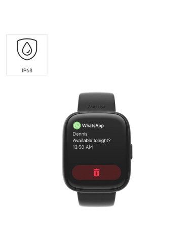 HAMA Смарт часовник -quot,4000-quot,, функция за разговори, анализ на съня, водоустойчив, 46 мм, черен