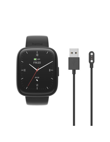 HAMA Смарт часовник -quot,4000-quot,, функция за разговори, анализ на съня, водоустойчив, 46 мм, черен