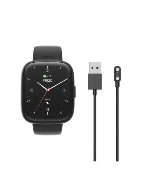 HAMA Смарт часовник -quot,4000-quot,, функция за разговори, анализ на съня, водоустойчив, 46 мм, черен