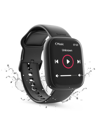 HAMA Смарт часовник -quot,4000-quot,, функция за разговори, анализ на съня, водоустойчив, 46 мм, черен